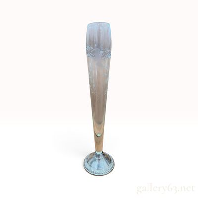 Vintage Etched Glass and Weighted Sterling Silver Bud Vase 136.9g