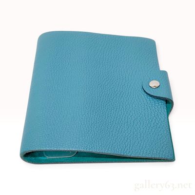 Hermes Ulysse PM Togo Leather Notebook Cover in Turquoise Blue