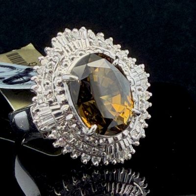5.18ct Natural Alexandrite and 0.55ctw Natural Diamond Pt950 Ring W/GIA Report