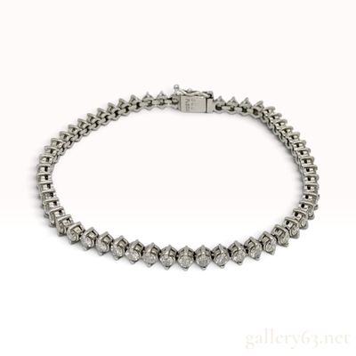 Pt850 Platinum and 3.00ctw Natural Diamond Tennis Bracelet