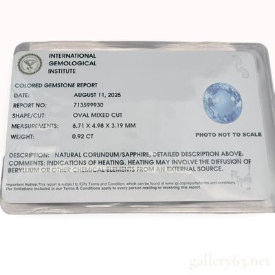 0.92ct Natural Blue Sapphire Oval Mixed Cut Loose Gemstone W/IGI Report