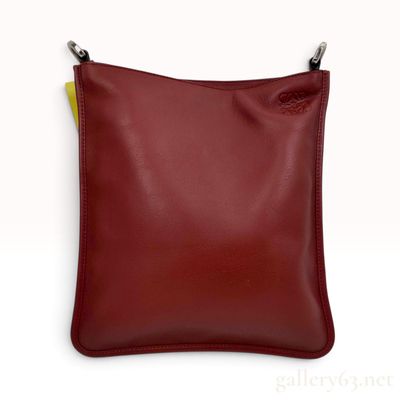 Loewe Toledo Red Grained Leather Flat Crossbody Bag with Tags