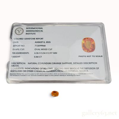 0.84ct Natural Orange Sapphire Oval Mixed Cut with IGI Report