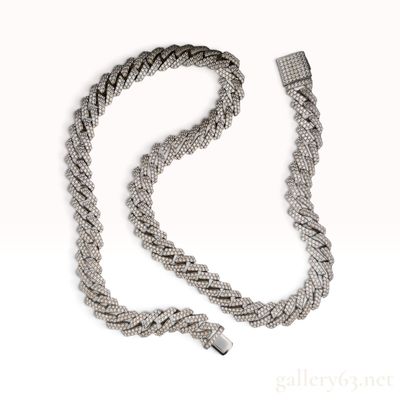 925 Sterling Silver and Moissanite Cuban Link Chain