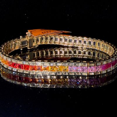 Effy 9.75ctw Multi-Sapphire and 1.30ctw Natural Diamond 14K Bracelet NWT