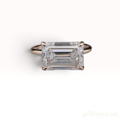 14K Rose Gold and 6.63ct Emerald Cut Lab Grown Diamond Solitaire Ring W/IGI Report
