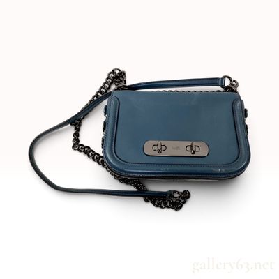 Coach Swagger 20 Willow Floral Teal Glovetanned Leather Crossbody Bag