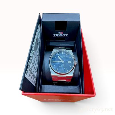 Tissot PRX Powermatic 80 Blue Waffle Dial Stainless Steel Wristwatch with Box