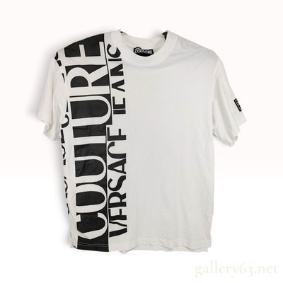 Versace Jeans Couture Logo Print White Cotton T-Shirt Size S