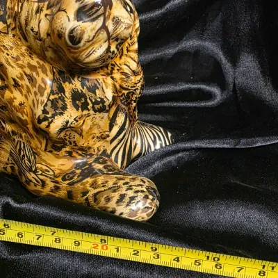 Vintage Safari Lion Figurine Tiger Zebra Leopard Wildlife Collage Animal Decor