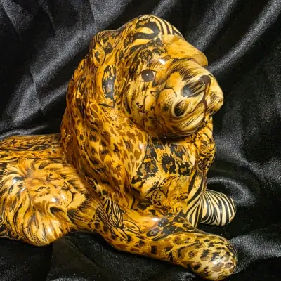 Vintage Safari Lion Figurine Tiger Zebra Leopard Wildlife Collage Animal Decor