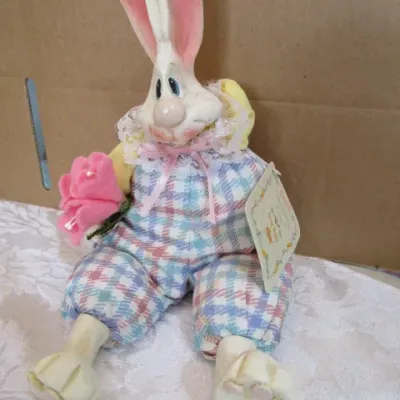 Sale Photo Thumbnail #474: Resin & soft-body bunny is 10-1/4" tall, see pictures