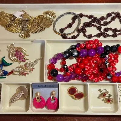 Bold Red, Purple & Gold Costume Jewelry