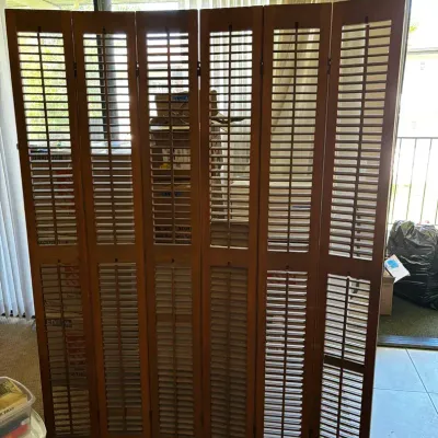 Wooden Louvered Folding Room Divider