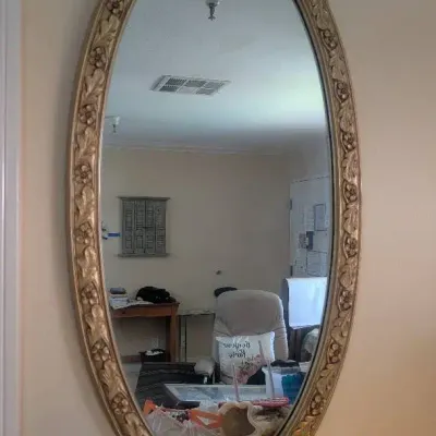 Hollywood Regency Style Oval Wall Mirror