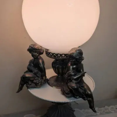 Vintage Art Nouveau or Victorian-style Figural Cherub Table Lamp