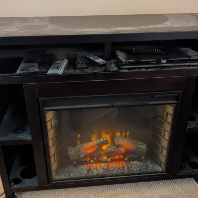 Media Console with an Integrated Electric Fireplace Insert