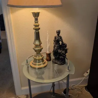 Vintage Floor Lamp With a Built-in Glass Table Tray