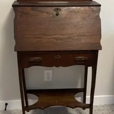 Antique Oak Slant-Front Secretary Desk