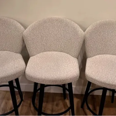 Trio of Upholstered Swivel Barstools