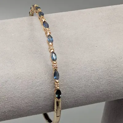 14K Gold Bangle with Sapphires and Diamonds
