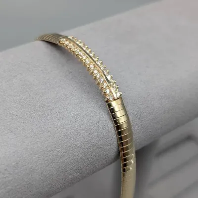 14K Gold & Diamond Omega Station Bracelet