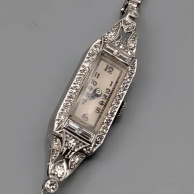 1930s Art Deco Platinum and Diamond Ladies Cocktail Watch