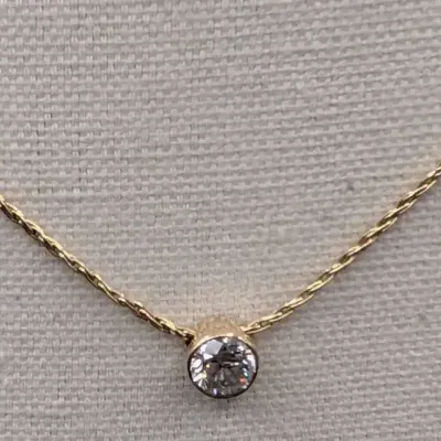 Henry Dankner 14K Bezel Set Diamond Solitaire Necklace