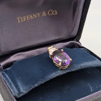 Tiffany 14K Amethyst Hinged Enhancer Pendant
