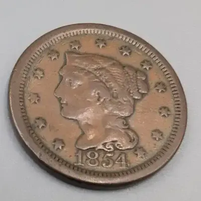 1854 Braided Hair Large Cent