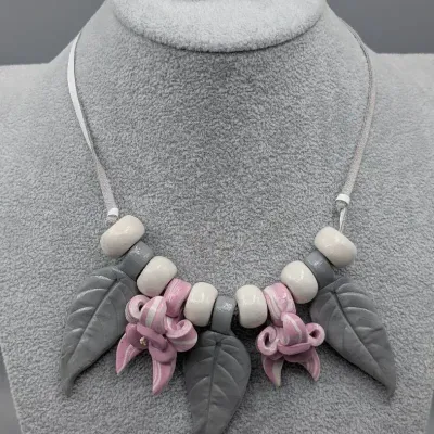 1980s Handcrafted Polymer Clay Necklace & Earrings