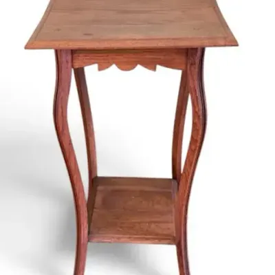 Vintage Wood Plant Stand / Accent Table with Lower Shelf