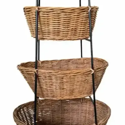 3-Tier Wicker Basket Stand 