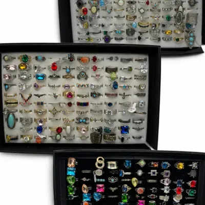 Mystery Lot of Costume Rings Assorted Colors, Styles & Sizes