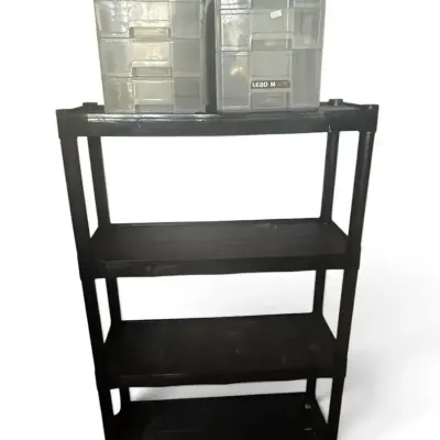 Plastic Utility Storage Shelving Unit with Drawer Organizers