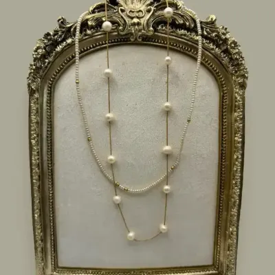 14K & 18K Gold Genuine Pearl Necklace Pair