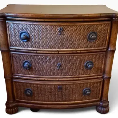 Woven Rattan 3-Drawer Bachelor Chest / Nightstand