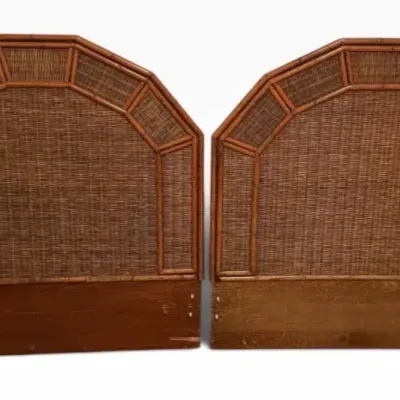 Pair of Rattan Wicker Twin Headboards