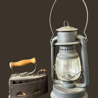 Vintage "No. 2 Hong Kong" Lantern & Sad Iron Lot