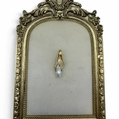 18K Gold Baroque Pearl & Diamond Pendant 