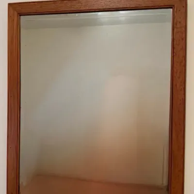 Large Antique Wood-Framed Wall Mirror – 27” x 33” 