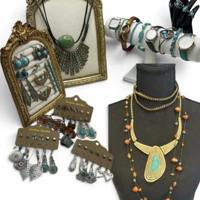 Turquoise-Tone Boho Costume Jewelry, Watches & Accessories Lot