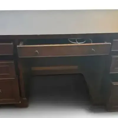 Dark Wood Executive Desk with Drawers & Storage