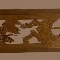 Carved Large Japanese Ranma Pine Tree Panel
