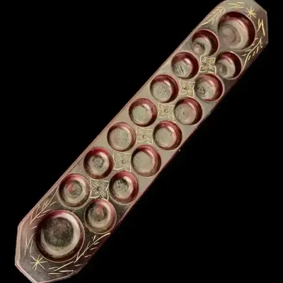 Oversized Hand-Carved Wooden Mancala Game Board
