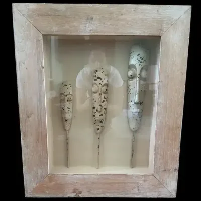 Modernist Tribal Mask Shadow Box Wall Art