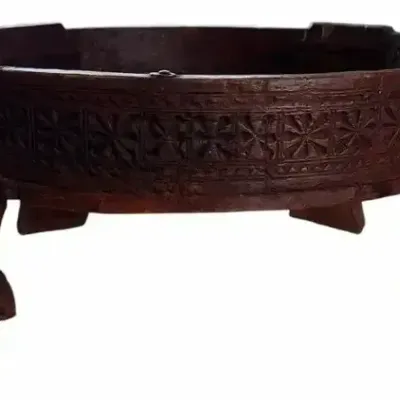 Antique Tribal Wood Grain Grinder Stand