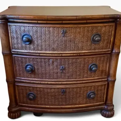 Woven Rattan 3-Drawer Bachelor Chest / Nightstand