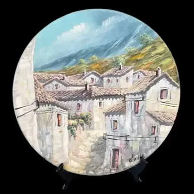 Signed Asian Hand-Painted Decorative Plate
