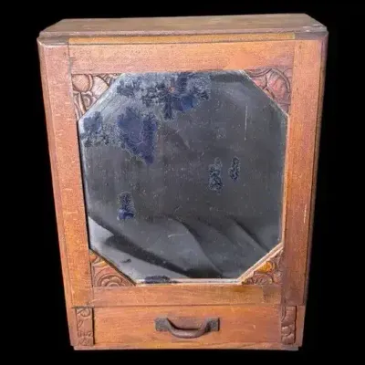Wood Wall Mirror with Drawer